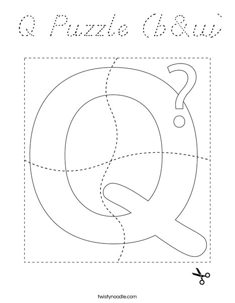Q Puzzle (b&w) Coloring Page
