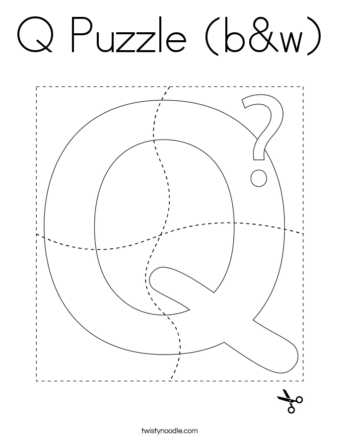 Q Puzzle (b&w) Coloring Page