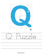 Q Puzzle Handwriting Sheet