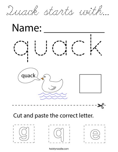 Quack starts with... Coloring Page