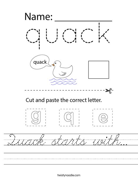 Quack starts with... Worksheet