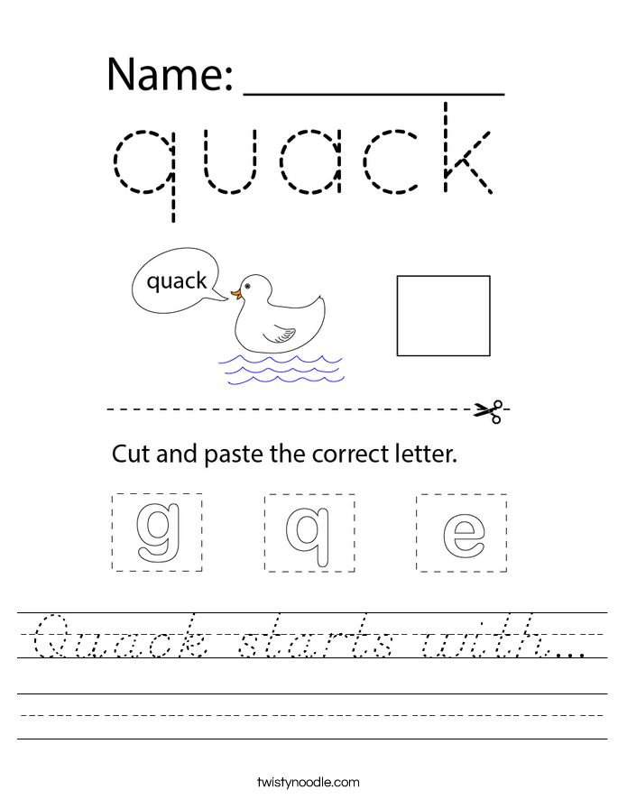 Quack starts with... Worksheet