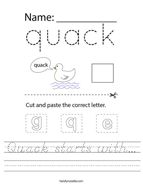 Quack starts with... Worksheet