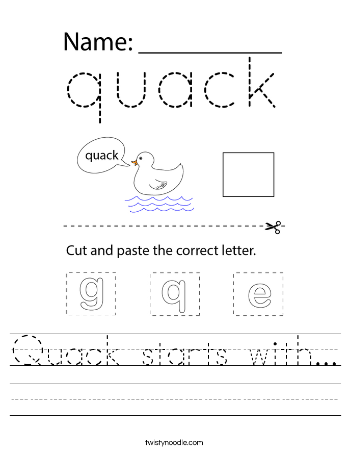 Quack starts with... Worksheet
