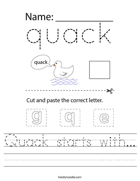 Quack starts with... Worksheet