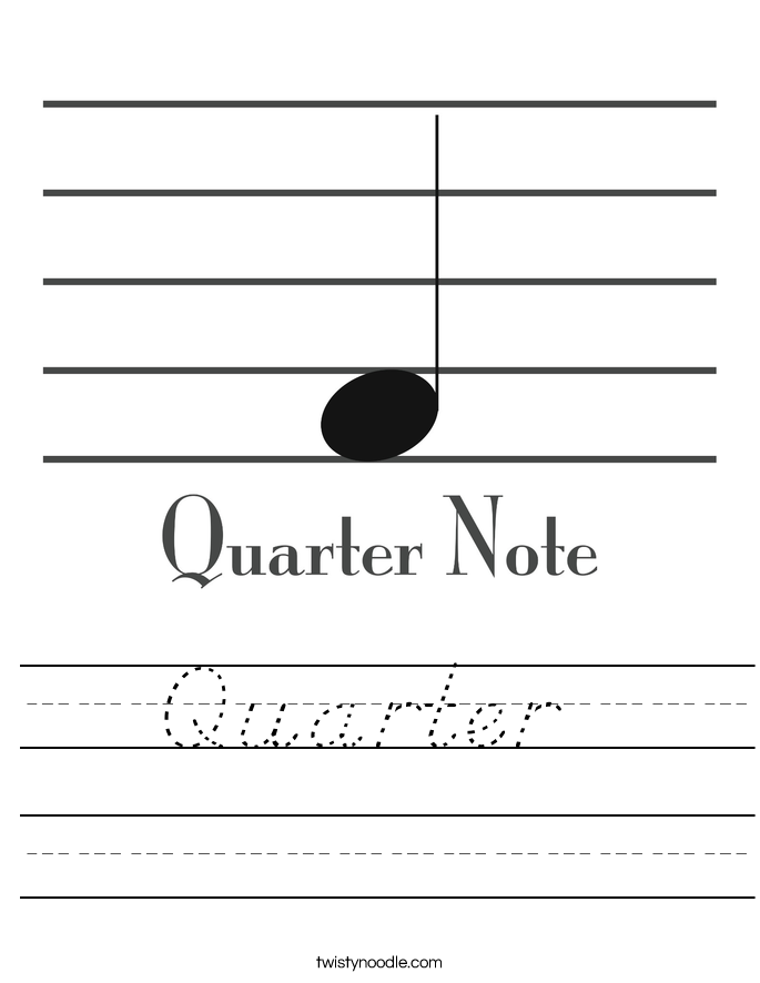 Quarter Worksheet - D'Nealian - Twisty Noodle