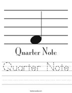 Quarter Note Handwriting Sheet