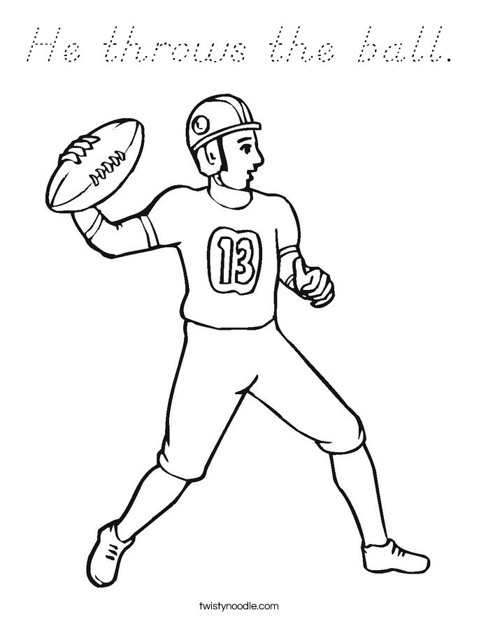 He throws the ball. Coloring Page