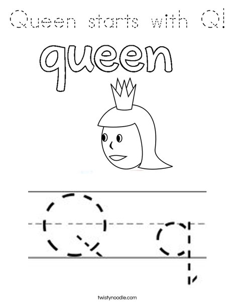 Queen starts with Q! Coloring Page