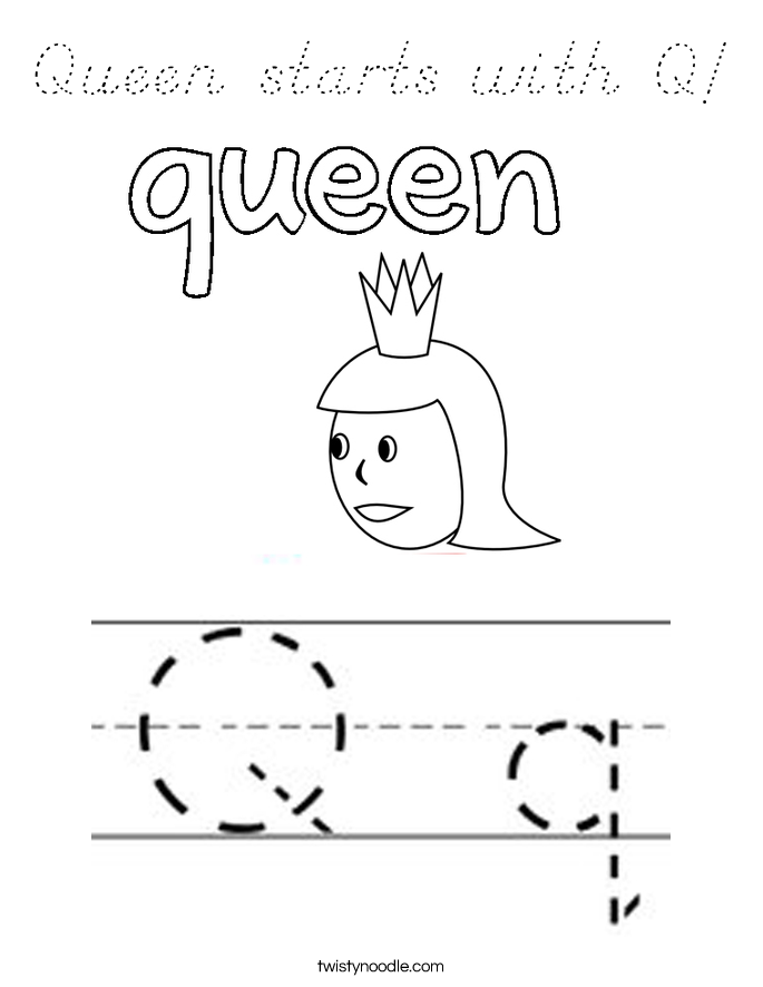 Queen starts with Q! Coloring Page