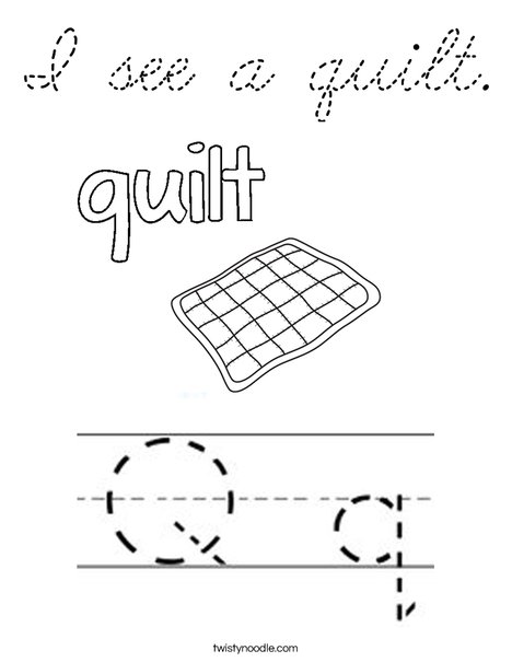 Quilt starts with Q! Coloring Page