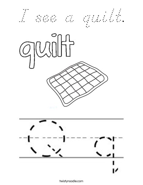 Quilt starts with Q! Coloring Page