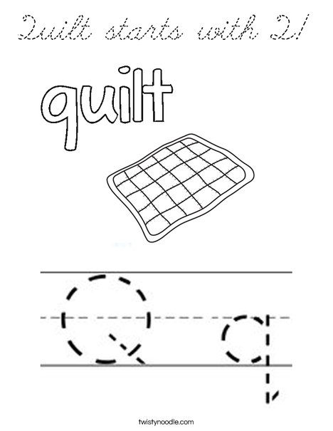 Quilt starts with Q! Coloring Page