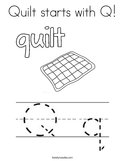 Quilt starts with Q Coloring Page