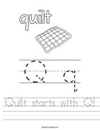 Quilt starts with Q Handwriting Sheet