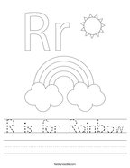 R is for Rainbow Handwriting Sheet