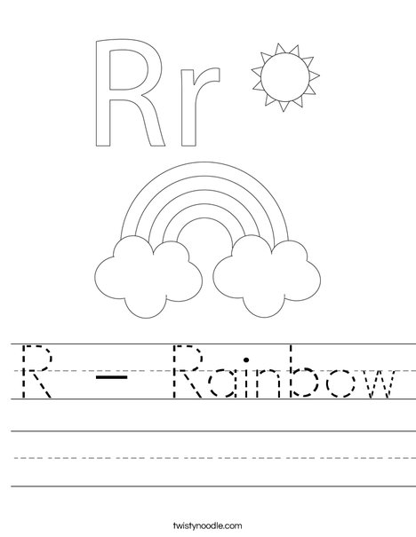 R - Rainbow Worksheet - Twisty Noodle