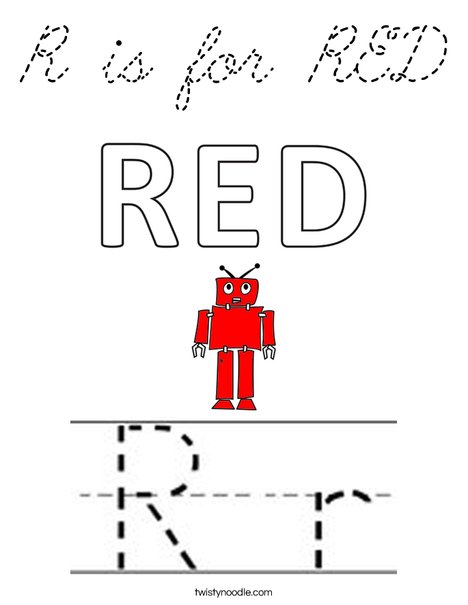 R is for Red Coloring Page