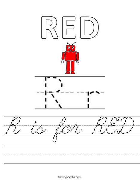 R is for Red Worksheet