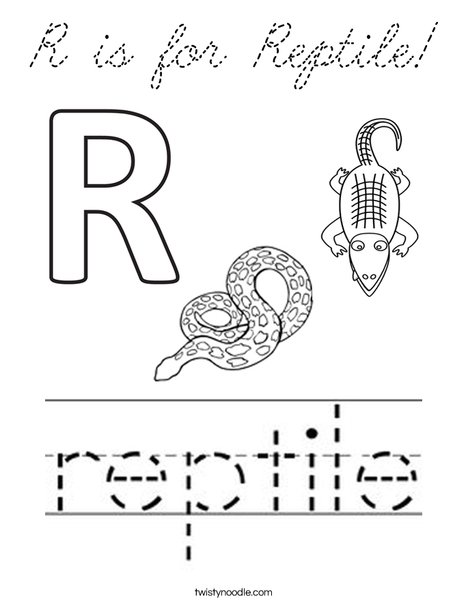 R is for Reptile! Coloring Page
