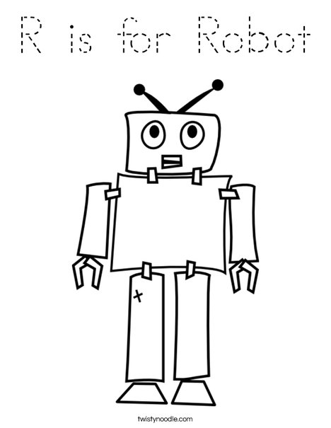 R is for Robot Coloring Page