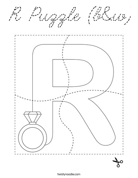 R Puzzle (b&w) Coloring Page