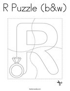 R Puzzle (b&w) Coloring Page