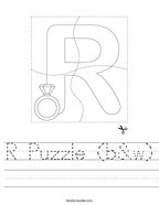 R Puzzle (b&w) Handwriting Sheet