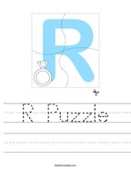 R Puzzle Handwriting Sheet