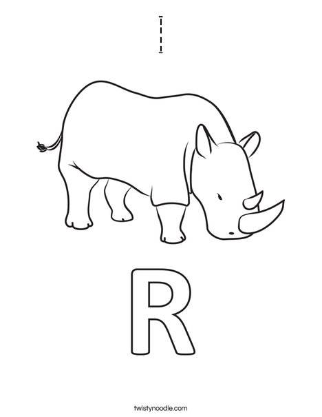 R Rhinoceros Coloring Page