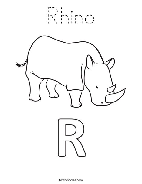 R Rhinoceros Coloring Page