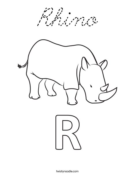 R Rhinoceros Coloring Page