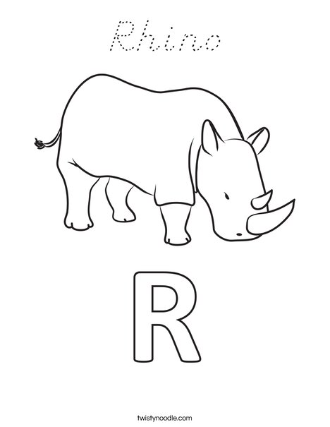 R Rhinoceros Coloring Page