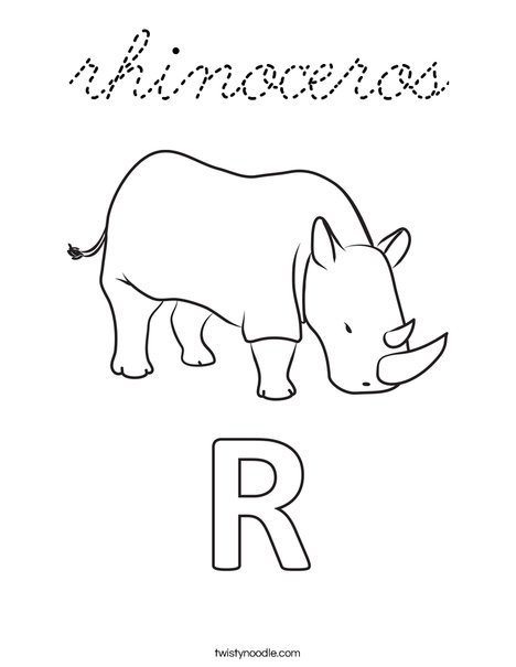 R Rhinoceros Coloring Page