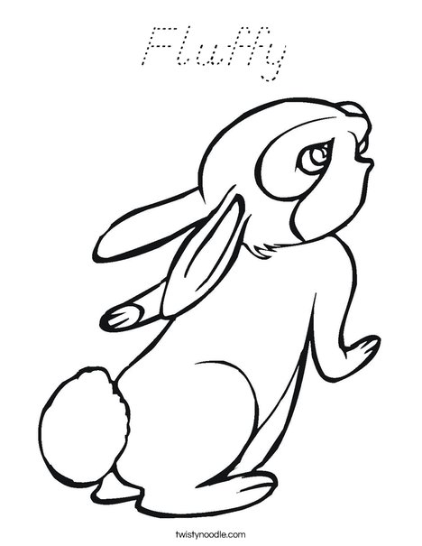 Fluffy Coloring Page - D'Nealian - Twisty Noodle
