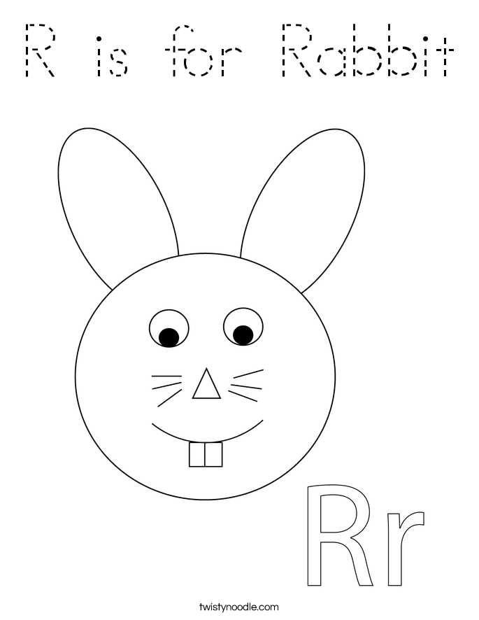 R is for Rabbit Coloring Page