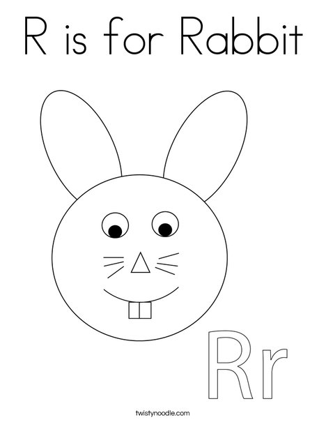 Download R is for Rabbit Coloring Page - Twisty Noodle