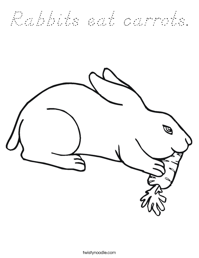 Rabbits eat carrots. Coloring Page
