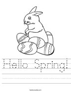 Hello Spring Handwriting Sheet