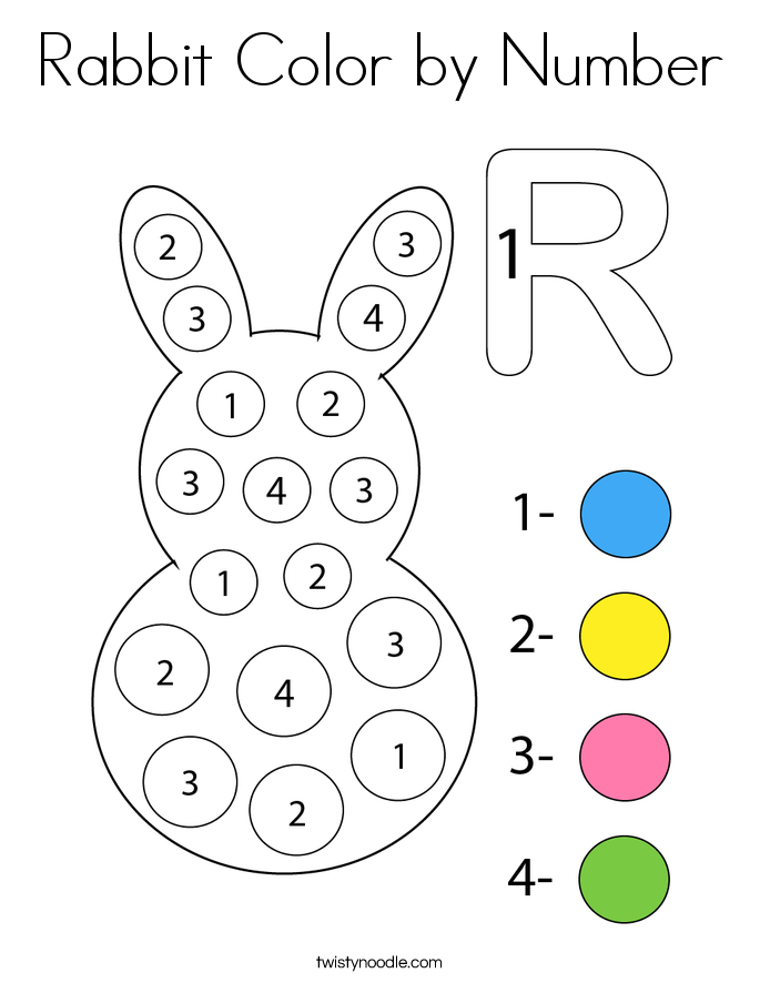 Rabbit Color by Number Coloring Page