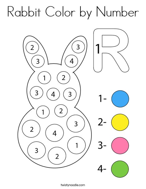 Rabbit Color by Number Coloring Page