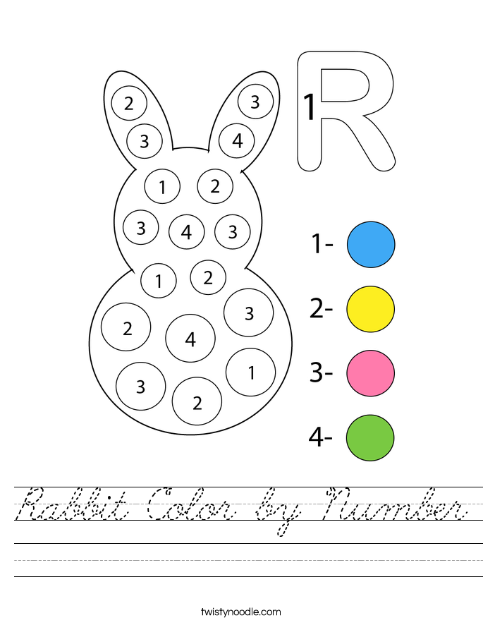 Rabbit Color by Number Worksheet