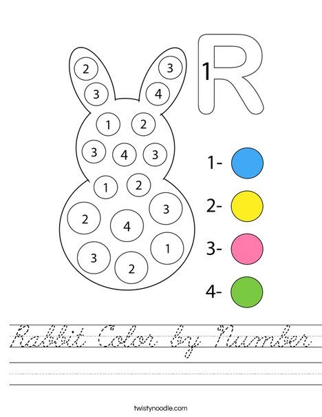 Rabbit Color by Number Worksheet