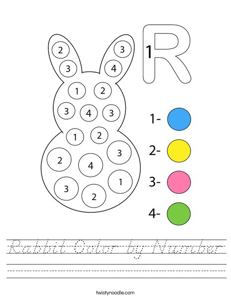 Rabbit Color by Number Worksheet