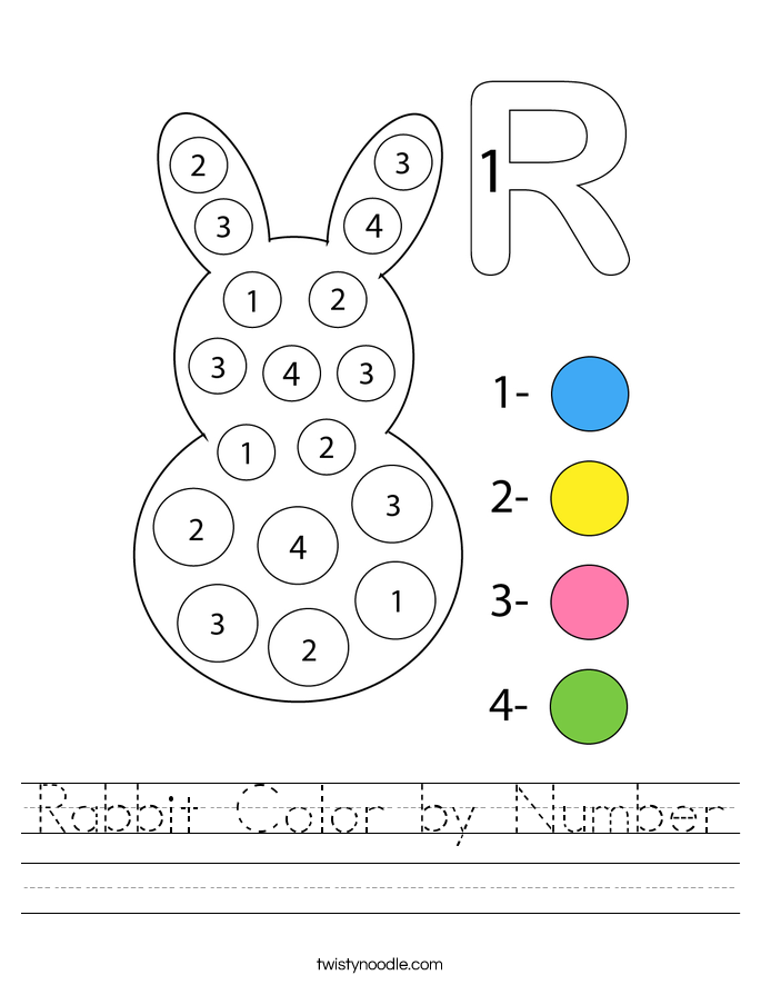 Rabbit Color by Number Worksheet
