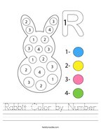 Rabbit Color by Number Handwriting Sheet