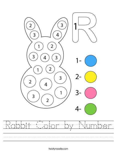 Rabbit Color by Number Worksheet