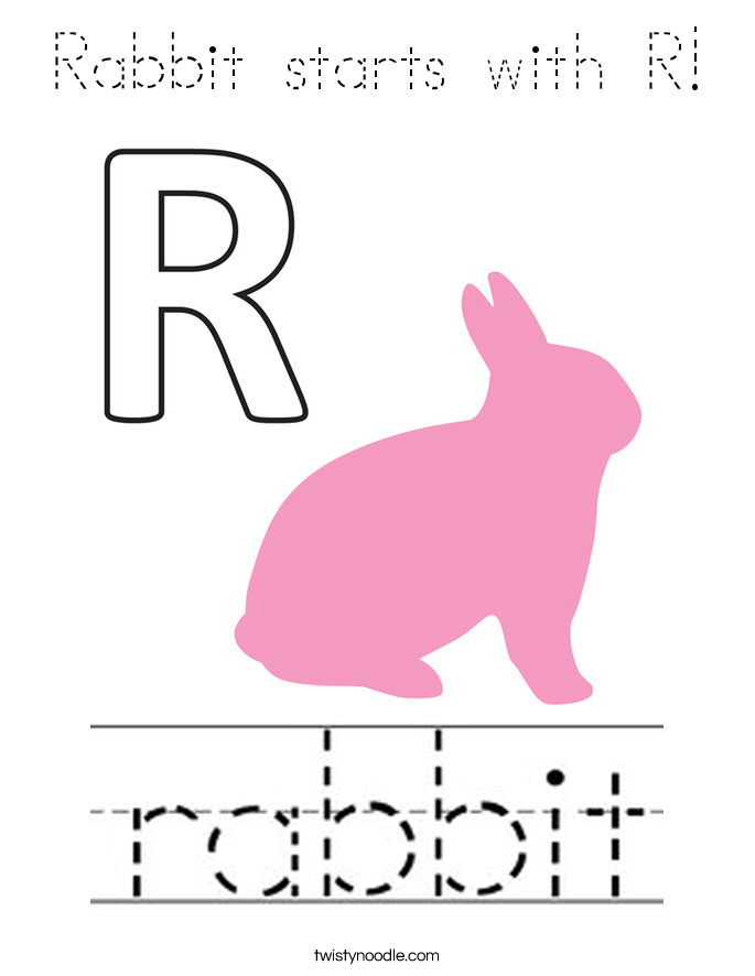 Rabbit starts with R! Coloring Page