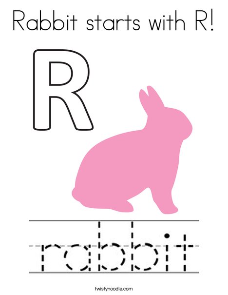 Rabbit starts with R. Coloring Page