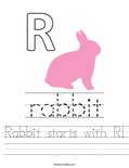 Rabbit starts with R! Worksheet